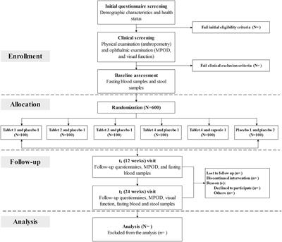 Effect of supplementation with lutein, zeaxanthin, and omega-3 fatty acids on macular pigment and visual function in young adults with long-term use of digital devices: study protocol for a randomized double-blind placebo-controlled study